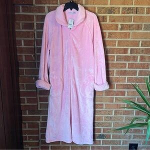 Kim Rogers Intimates Women M Pink Fleece Full Zip Long Sleeve Robe House Coat